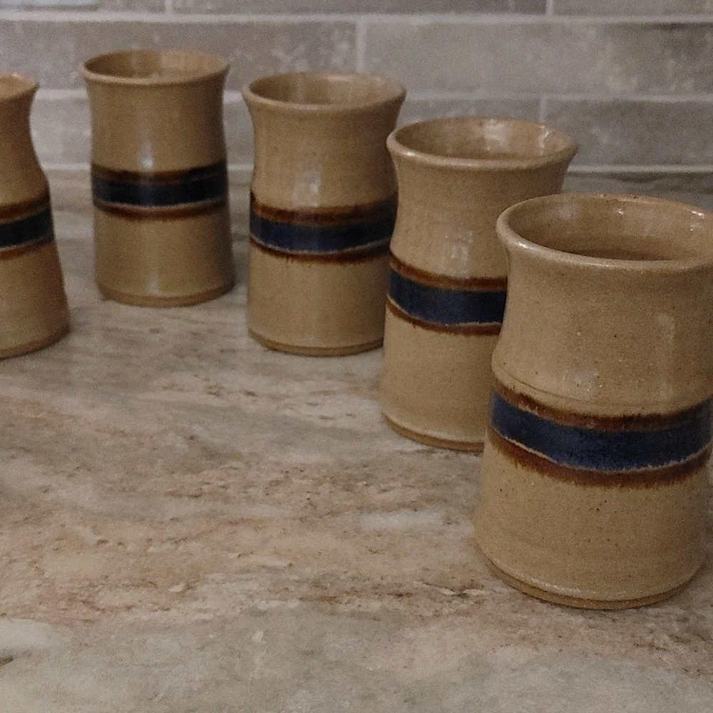 7 Salt Glazed Artisan Drinking Vessels 10 oz